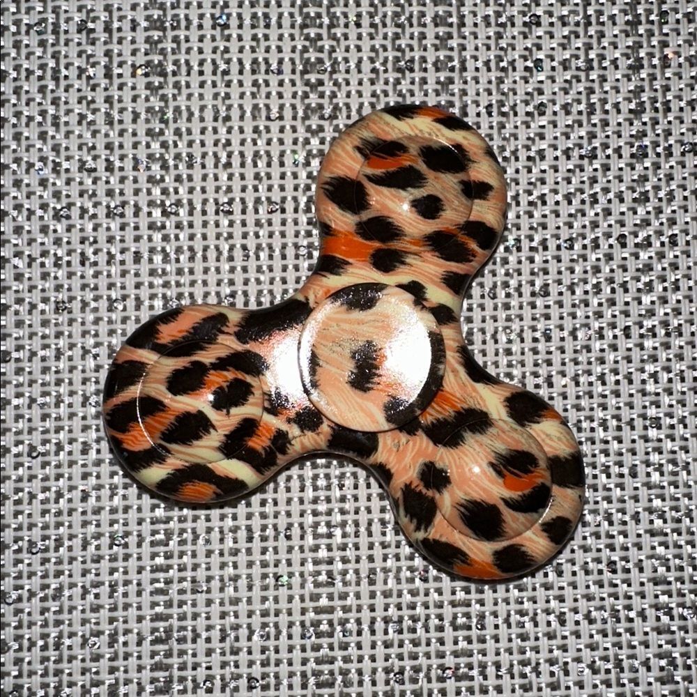 Fingertip Gyroscopic Fidget Spinner Small Orange Black Ivory Animal Print
